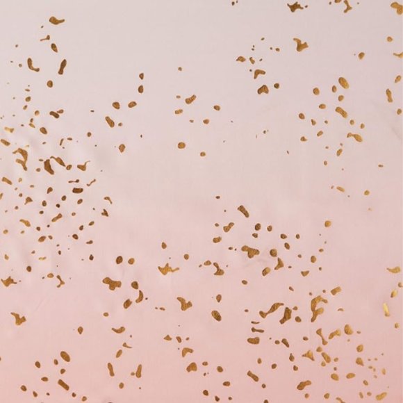 EUC - Pink Splatter Fabric Shower Curtain + Metal Ball Brass Shower Curtain Hook - Picture 2 of 3